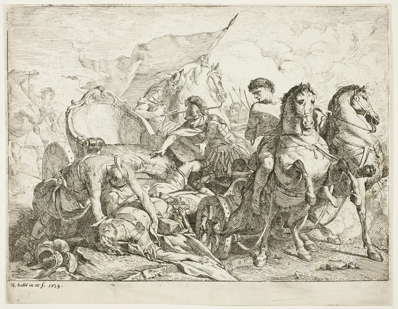 Antiochus Falling from His Chariot Wall Art by Noël Hallé - High-Resolution Digital Print