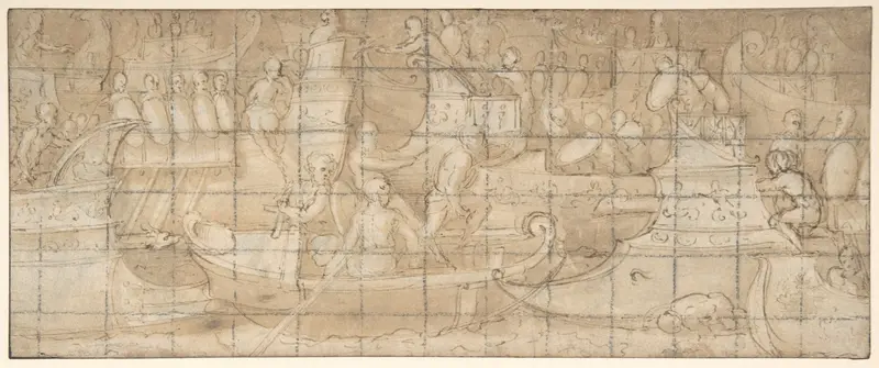 Antique Naval Battle (recto); A Battle Scene (verso) Wall Art by Lattanzio Gambara - High-Resolution Digital Print
