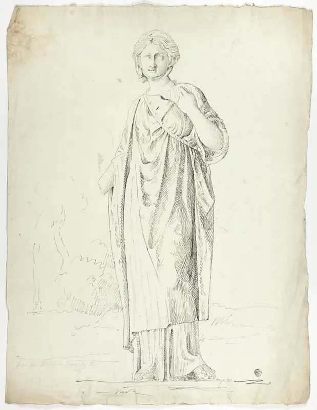 Antique Statue of Standing Draped Woman Wall Art by John Downman - High-Resolution Digital Print