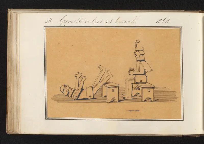 Antoine Perrenot de Granvelle valt van een bankje met tegenover hem Willem van Oranje Wall Art by Jacob van Lennep - High-Resolution Digital Print