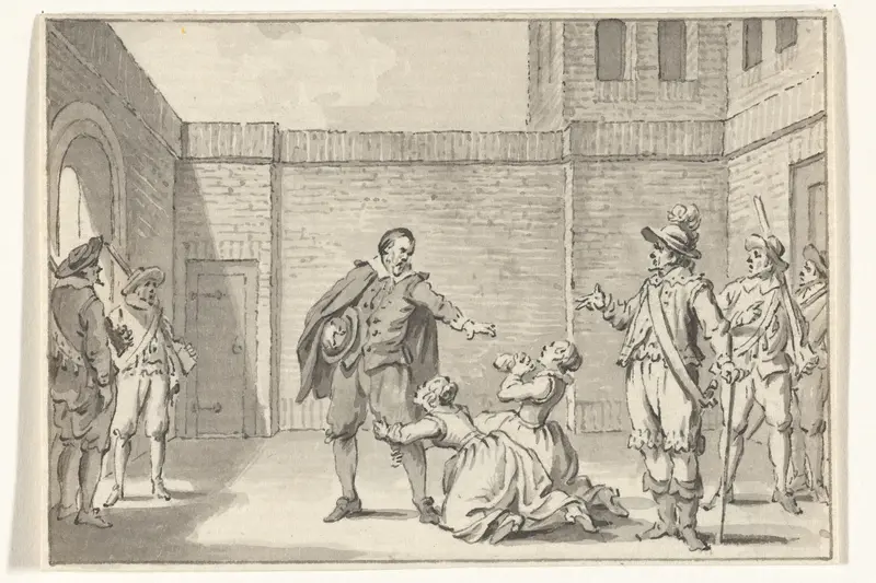 Antonius Hambroek neemt afscheid van zijn dochters in Fort Zeelandia op Formosa, 1661 Wall Art by Jacobus Buys - High-Resolution Digital Print