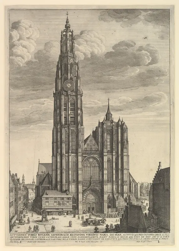 Antwerp Cathedral (Prospectvs Tvrris Ecclesiæ Cathedralis) Wall Art by Wenceslaus Hollar - High-Resolution Digital Print
