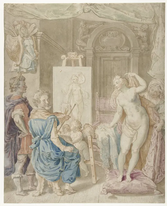 Apelles schildert Campaspe Wall Art by Pieter Isaacsz. - High-Resolution Digital Print