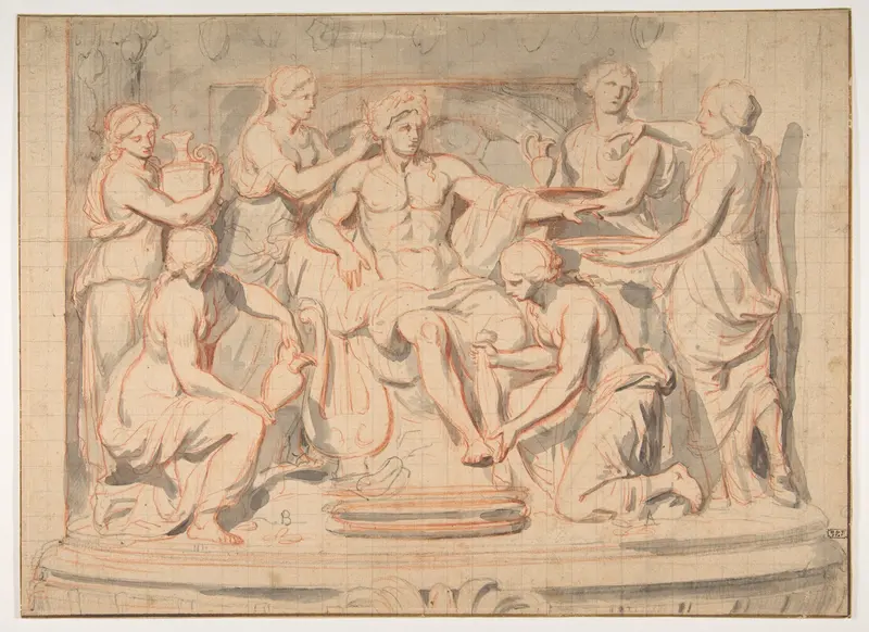 Apollo Bathing, Attended by the Nymphs of Thetis Wall Art by Charles Le Brun - High-Resolution Digital Print