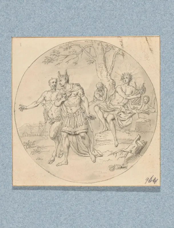 Apollo en koning Midas met ezelsoren (in doos met 43 tekeningen) Wall Art by Louis Fabritius Dubourg - High-Resolution Digital Print