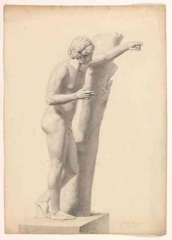 Apollo Sauroctonus, naar rechts tegen een boom geleund Wall Art by Jacobus Everhardus Josephus van den Berg - High-Resolution Digital Print