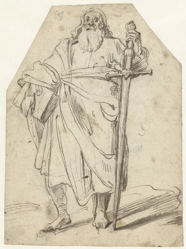 Apostel Paulus staand met zwaard en boek Wall Art by Unknown - High-Resolution Digital Print