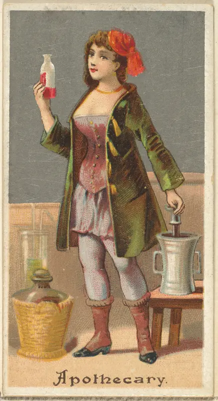 Apothecary, from the Occupations for Women series (N166) for Old Judge and Dogs Head Cigarettes Wall Art by Goodwin & Company - High-Resolution Digital Print