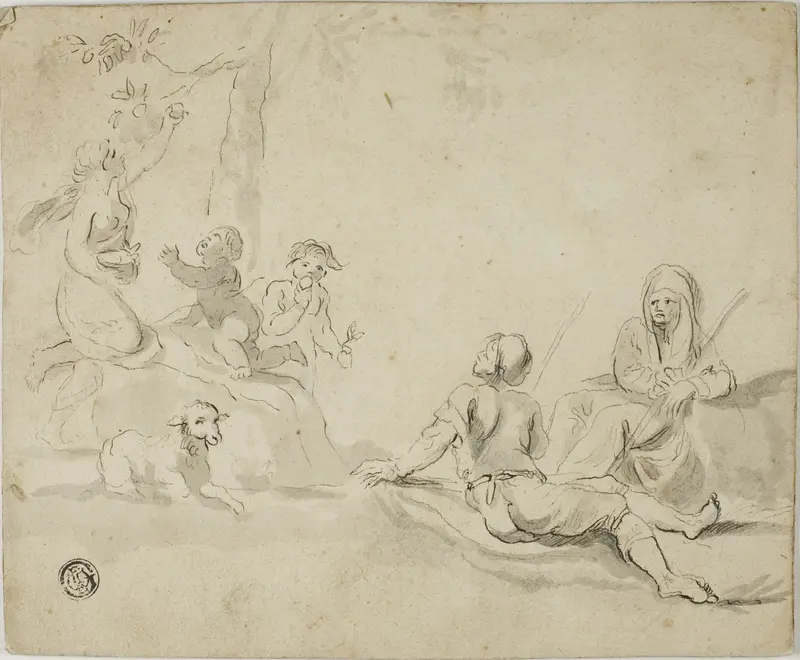 Apple Harvesters and Resting Shepherds Wall Art by Salvator Rosa - High-Resolution Digital Print