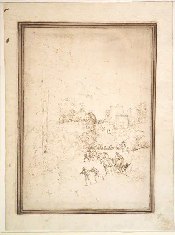 Approach to a Mountain Village with Horsemen on the Road Wall Art by Fra Bartolomeo (Bartolomeo di Paolo del Fattorino) - High-Resolution Digital Print