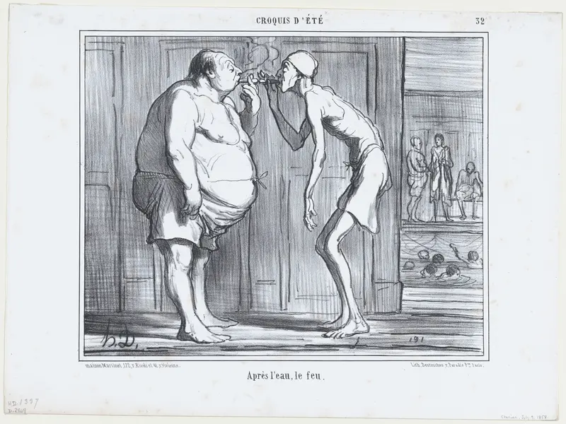 Après l'eau, le feu, from Croquis d'Été, published in Le Charivari, July 9, 1858 Wall Art by Honoré Daumier - High-Resolution Digital Print