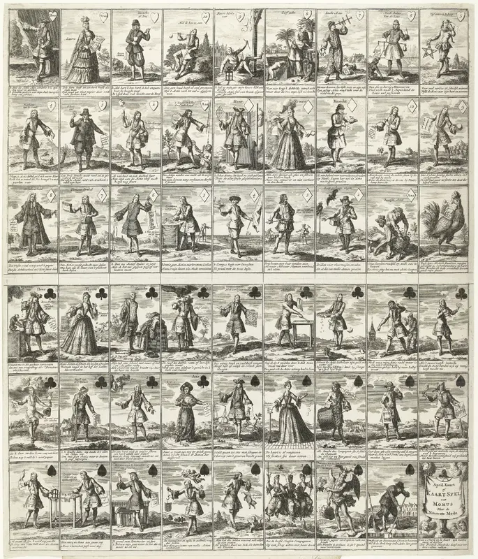 April-kaart of kaartspel van Momus, 1720 Wall Art by anonymous - High-Resolution Digital Print