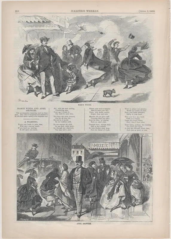 April Showers (from "Harper's Weekly," Vol. III) Wall Art by Winslow Homer - High-Resolution Digital Print