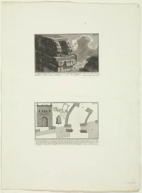 Aquaduct Aqua Anio Vetus en stadspoort Porta Tiburtina te Rome Wall Art by Unknown - High-Resolution Digital Print