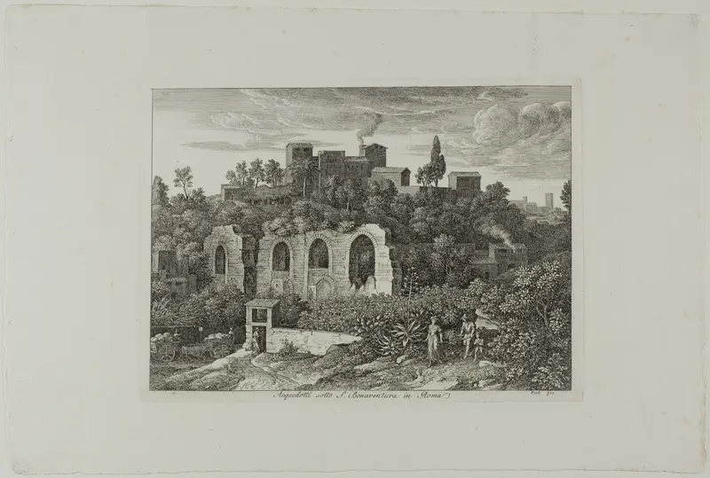Aqueduct Below the Monastery of St. Bonaventura in Rome, plate ten from Die Römische Ansichten
