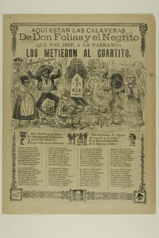 Aquí están las calaveras de Don Folias y el Negrito (Here Are the Calaveras of Don Folias and El Negrito) Wall Art by José Guadalupe Posada - High-Resolution Digital Print