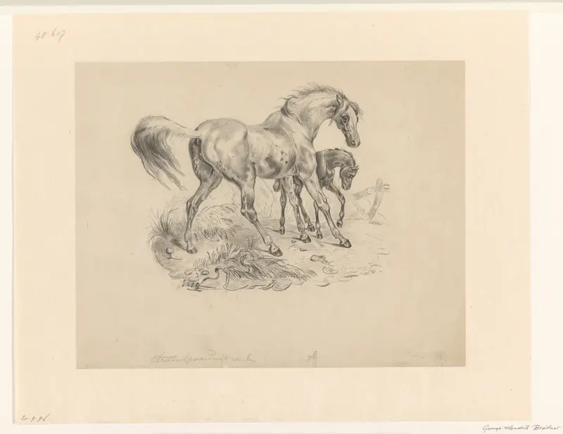 Arabisch paard met veulen Wall Art by George Hendrik Breitner - High-Resolution Digital Print