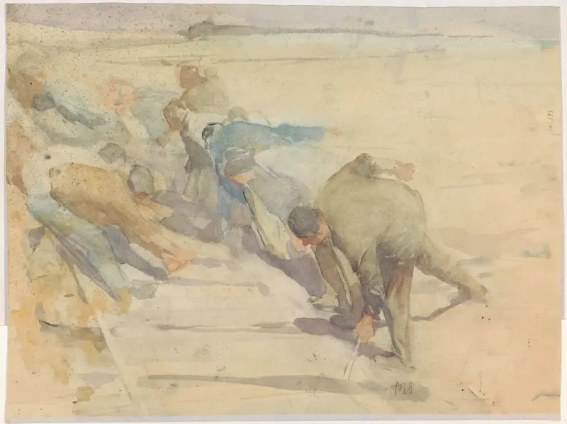 Arbeiders bezig met het opbreken van rails Wall Art by Pieter de Josselin de Jong - High-Resolution Digital Print