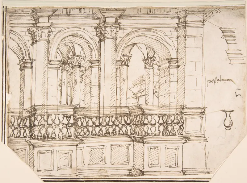 Arcade in the Balustrade (Stage Setting?) Wall Art by Anonymous, Italian, 16th century - High-Resolution Digital Print