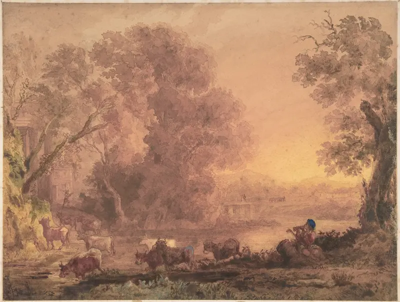 Arcadian landscape Wall Art by George Barret, the younger - High-Resolution Digital Print