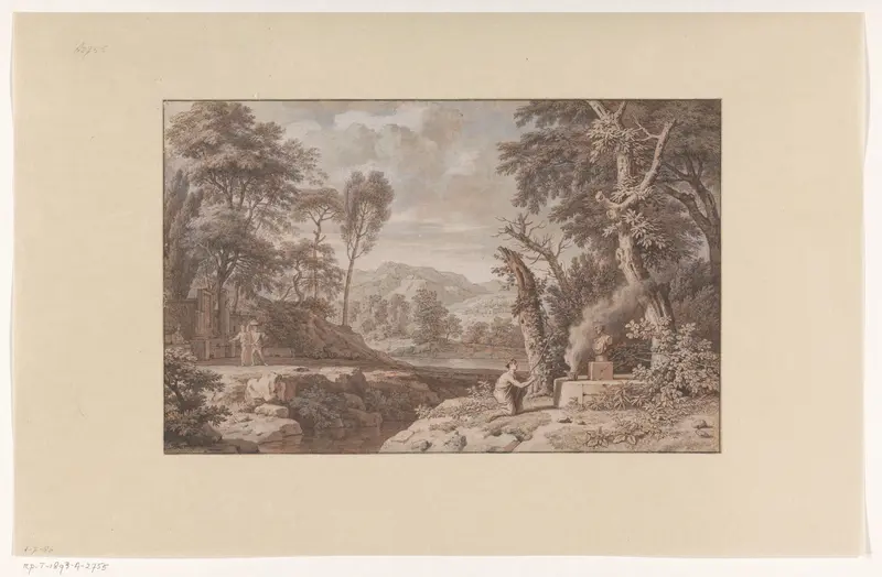 Arcadian Landscape with a Scene of Sacrifice Wall Art by Isaac de Moucheron - High-Resolution Digital Print