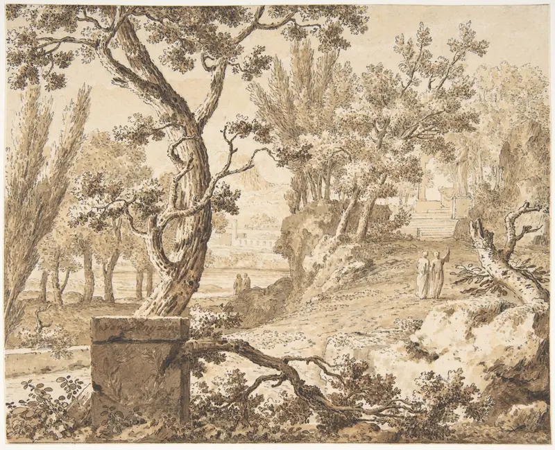 Arcadian Landscape with Figures Wall Art by Johannes de Bosch - High-Resolution Digital Print