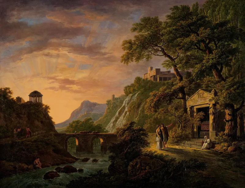 Arcadian Landscape with Setting Sun Wall Art by Unknown - High-Resolution Digital Print