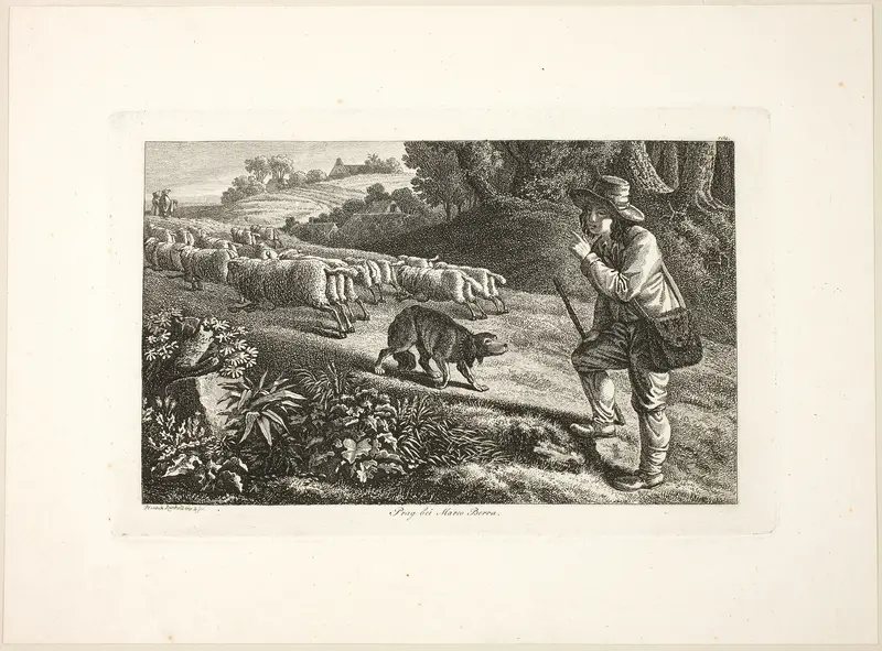 Arcadian Shepherd Boy and His Flock of Sheep