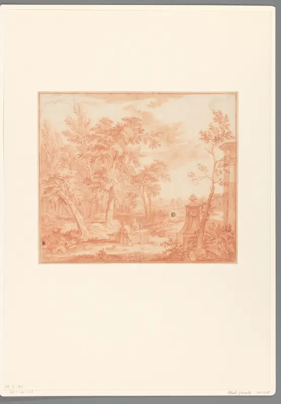 Arcadisch landschap met figuren en antieke ruïnes Wall Art by Abraham Genoels - High-Resolution Digital Print