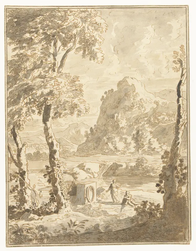 Arcadisch landschap met kleine figuren Wall Art by Abraham Genoels (II) - High-Resolution Digital Print
