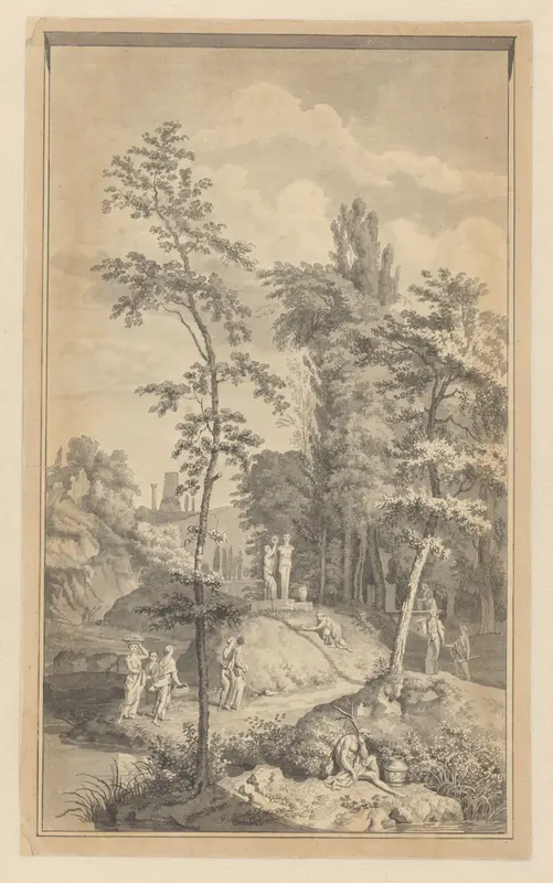 Arcadisch landschap met offerende vrouwen Wall Art by anonymous - High-Resolution Digital Print