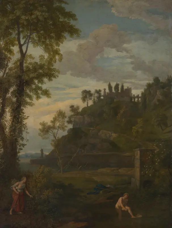 Arcadisch landschap met Salmacis en Hermaphroditus Wall Art by Johannes Glauber - High-Resolution Digital Print