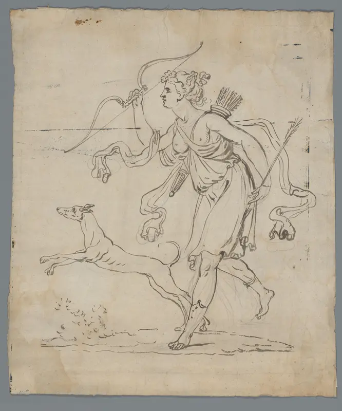 Arcadisch tafereel met een vrouwelijke jager en een jachthond Wall Art by Abraham van Strij (I) - High-Resolution Digital Print