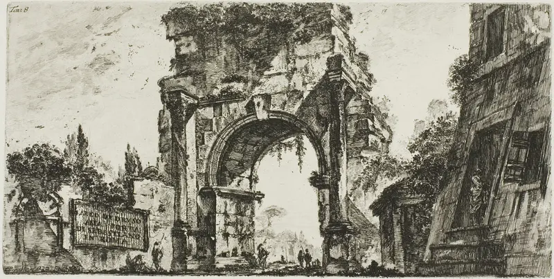 Arch of Drusus at the Porta S. Sebastiano in Rome, plate 8 from Some Views of Triumphal Arches and other monuments Wall Art by Giovanni Battista Piranesi - High-Resolution Digital Print