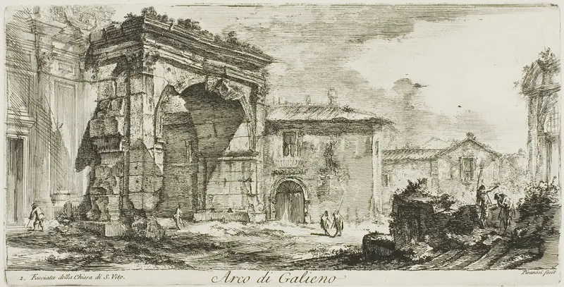 Arch of Galienus. I. Facade of the Church of S. Vito, plate 29 from Some Views of Triumphal Arches and other monuments