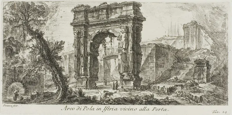 Arch of Pola in Istria near the Gate, plate 24 from Some Views of Triumphal Arches and other monuments