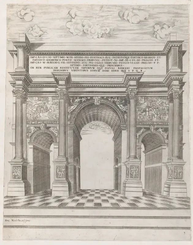 Arch of Septimus Severus, from "Speculum Romanae Magnificentiae" Wall Art by Anonymous - High-Resolution Digital Print