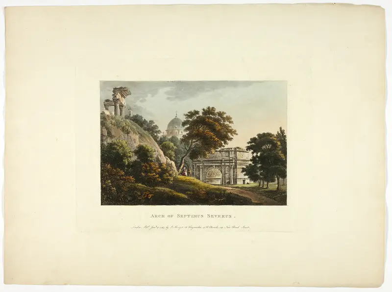 Arch of Septimus Severus, plate four from the Ruins of Rome Wall Art by M. Dubourg - High-Resolution Digital Print