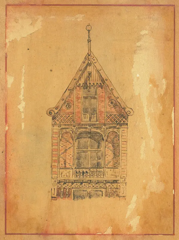 Architectonische (ontwerp)tekening van een huisgevel Wall Art by Joseph Henry Gosschalk - High-Resolution Digital Print