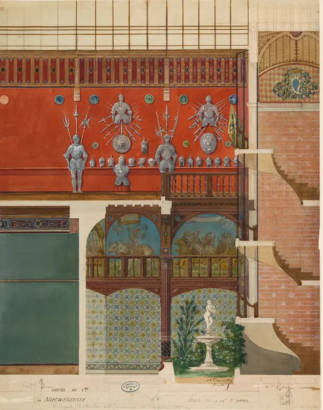 Architectural Drawing of the Interior of the Comte de Nieuwerkerke's House Wall Art by Hector-Martin Lefuel - High-Resolution Digital Print