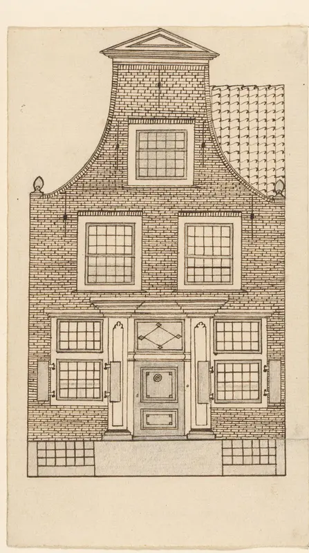 Architectuurtekening van een huisje met een trapgevel Wall Art by anonymous - High-Resolution Digital Print