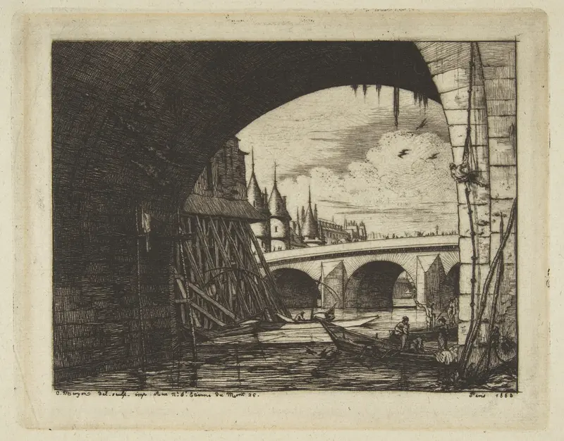 Archway, Pont Nôtre-Dame, Paris Wall Art by Charles Meryon - High-Resolution Digital Print