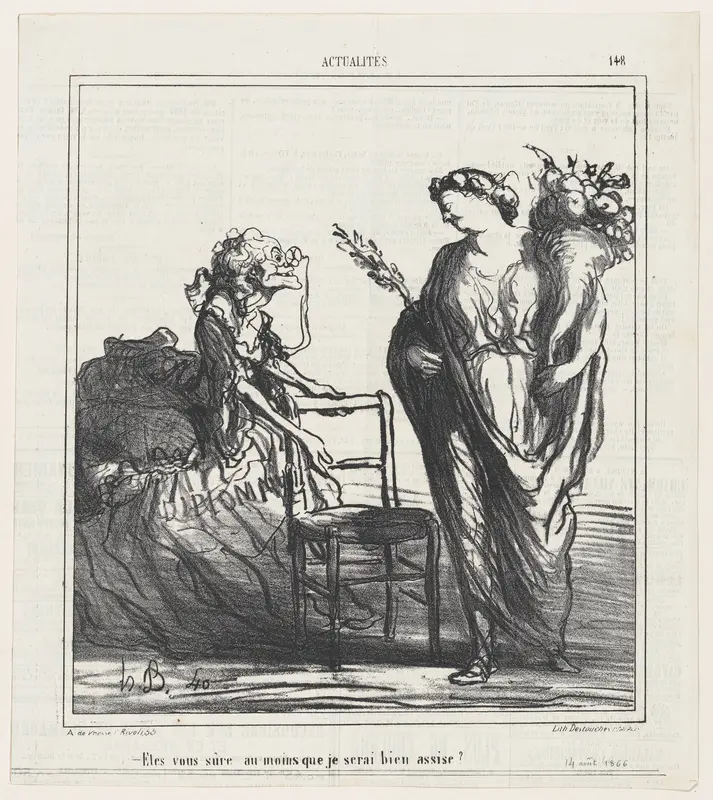 Are you sure at least that I will be comfortable?, from 'News of the day,' published in Le Charivari, August 14, 1866 Wall Art by Honoré Daumier - High-Resolution Digital Print
