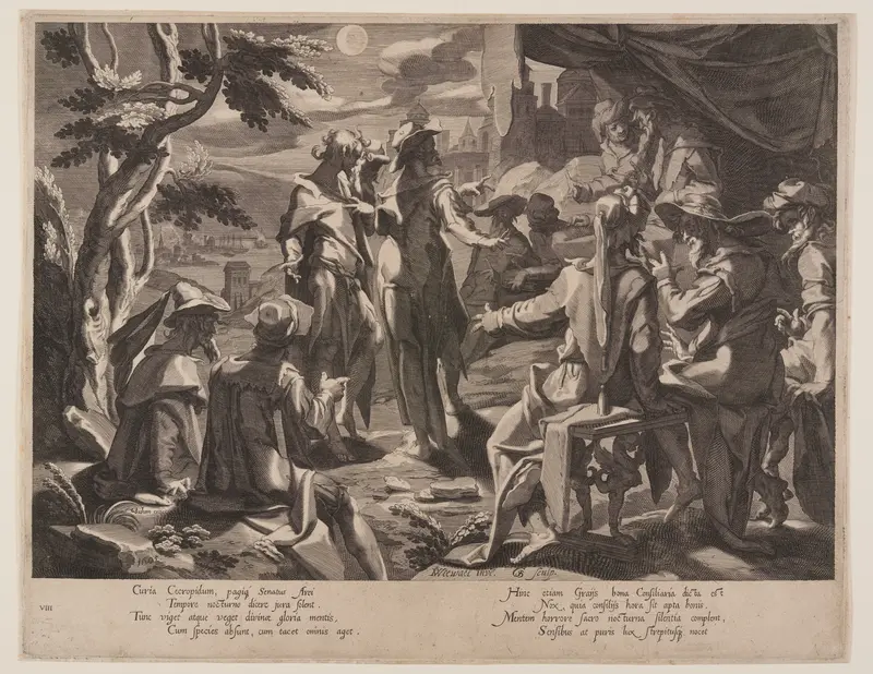 Areopagite Judges of Athens, plate 8 from Thrones of Justice (Thronus Iustitiae) Wall Art by Willem van Swanenburgh - High-Resolution Digital Print