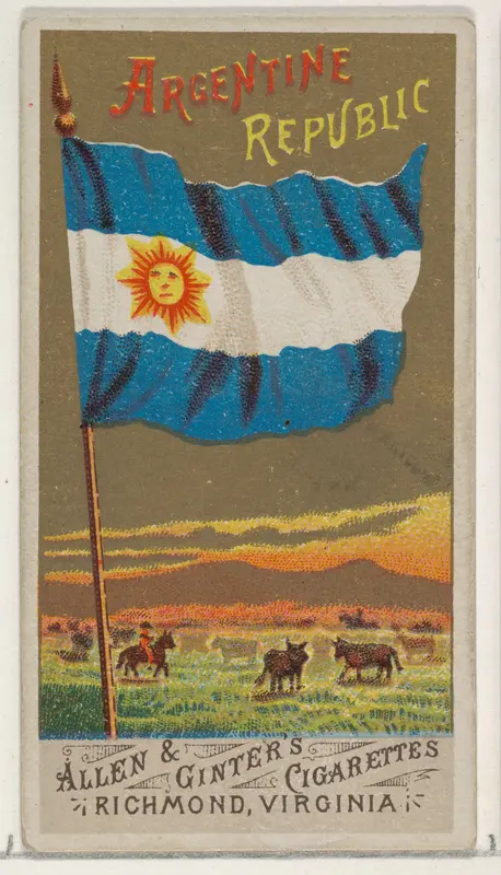 Argentine Republic, from Flags of All Nations, Series 1 (N9) for Allen & Ginter Cigarettes Brands Wall Art by Allen & Ginter - High-Resolution Digital Print