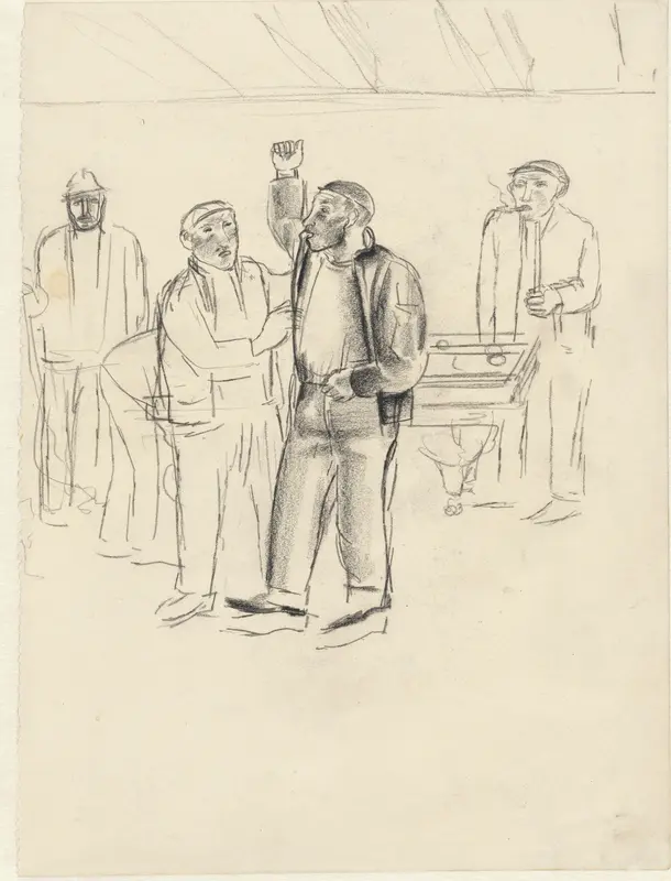 Argumenterende mannen bij een biljarttafel Wall Art by Henk Henriët - High-Resolution Digital Print