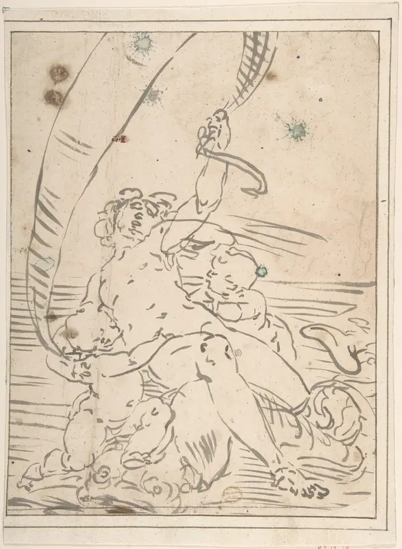 Arion and Two Cupids on a Dolphin Wall Art by Luca Cambiaso - High-Resolution Digital Print