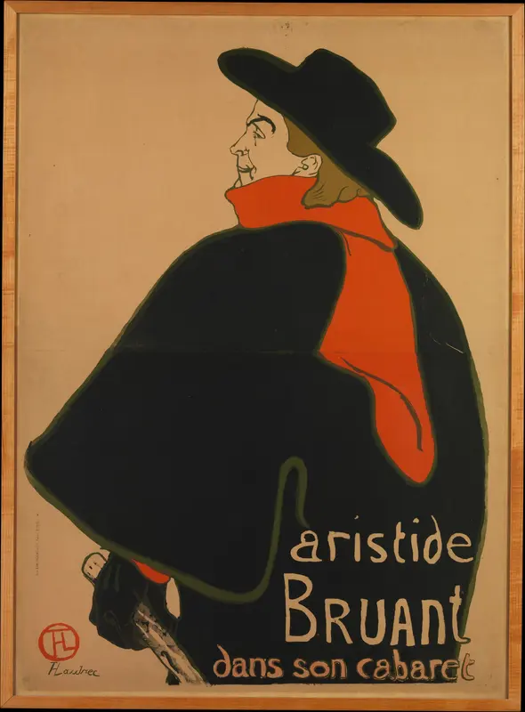 Aristide Bruant, at His Cabaret Wall Art by Henri de Toulouse-Lautrec - High-Resolution Digital Print