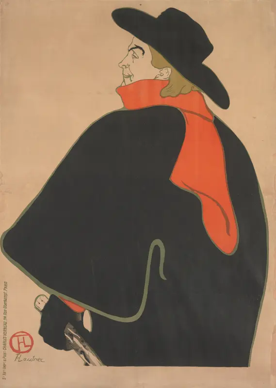 Aristide Bruant, in His Cabaret Wall Art by Henri de Toulouse-Lautrec - High-Resolution Digital Print