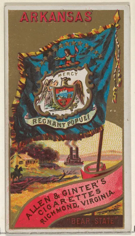 Arkansas, from Flags of the States and Territories (N11) for Allen & Ginter Cigarettes Brands Wall Art by Allen & Ginter - High-Resolution Digital Print